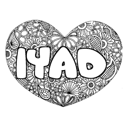 Coloriage prénom IYAD - décor Mandala coeur