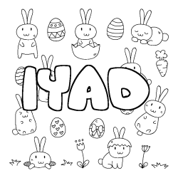 Coloriage pr&eacute;nom IYAD - d&eacute;cor Paques