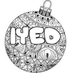 Coloriage prénom IYED - décor Boule de Noël