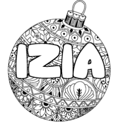 Coloriage prénom IZIA - décor Boule de Noël