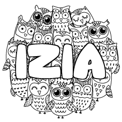 Coloriage IZIA - d&eacute;cor Chouettes