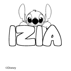 Coloriage pr&eacute;nom IZIA - d&eacute;cor Stitch