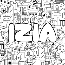 Coloriage IZIA - d&eacute;cor Ville