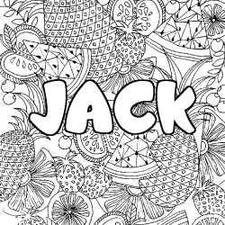 Coloriage prénom JACK - décor Mandala fruits