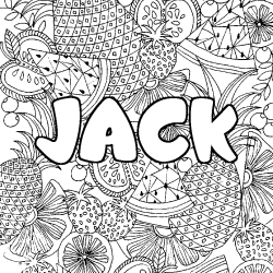Coloriage pr&eacute;nom JACK - d&eacute;cor Mandala fruits