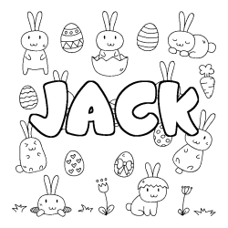 Coloriage prénom JACK - décor Paques