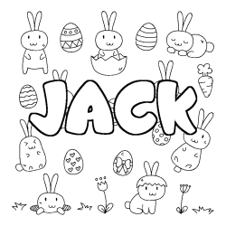 Coloriage pr&eacute;nom JACK - d&eacute;cor Paques