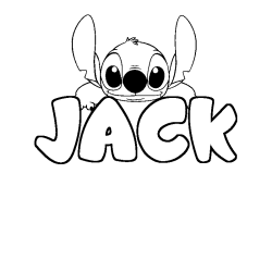 Coloriage prénom JACK - décor Stitch
