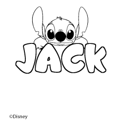 Coloriage pr&eacute;nom JACK - d&eacute;cor Stitch