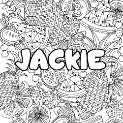 Coloriage pr&eacute;nom JACKIE - d&eacute;cor Mandala fruits