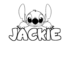Coloriage prénom JACKIE - décor Stitch