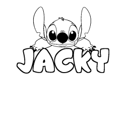 Coloriage prénom JACKY - décor Stitch
