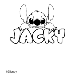 Coloriage pr&eacute;nom JACKY - d&eacute;cor Stitch