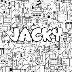 Coloriage prénom JACKY - décor Ville
