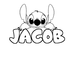 Coloriage prénom JACOB - décor Stitch