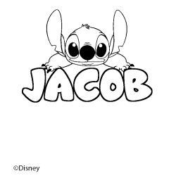 Coloriage pr&eacute;nom JACOB - d&eacute;cor Stitch