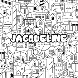 Coloriage prénom JACQUELINE - décor Ville
