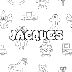 Coloriage prénom JACQUES - décor Jouets