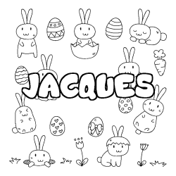 Coloriage pr&eacute;nom JACQUES - d&eacute;cor Paques