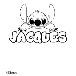 Coloriage pr&eacute;nom JACQUES - d&eacute;cor Stitch