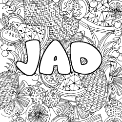 Coloriage prénom JAD - décor Mandala fruits