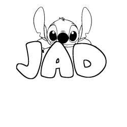 Coloriage prénom JAD - décor Stitch