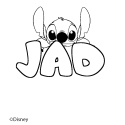 Coloriage pr&eacute;nom JAD - d&eacute;cor Stitch