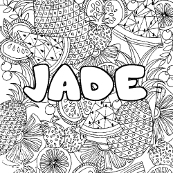 Coloriage prénom JADE - décor Mandala fruits