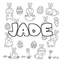 Coloriage pr&eacute;nom JADE - d&eacute;cor Paques