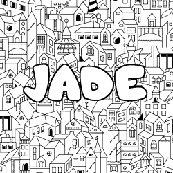 Coloriage prénom JADE - décor Ville
