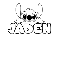 Coloriage prénom JADEN - décor Stitch