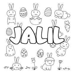 Coloriage pr&eacute;nom JALIL - d&eacute;cor Paques