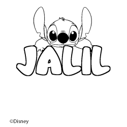 Coloriage pr&eacute;nom JALIL - d&eacute;cor Stitch