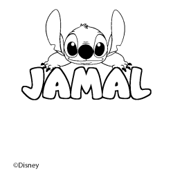 Coloriage pr&eacute;nom JAMAL - d&eacute;cor Stitch