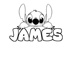 Coloriage prénom JAMES - décor Stitch