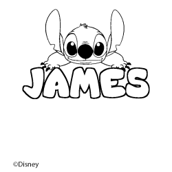 Coloriage pr&eacute;nom JAMES - d&eacute;cor Stitch