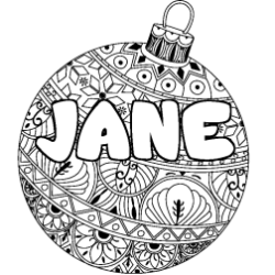 Coloriage prénom JANE - décor Boule de Noël