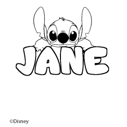 Coloriage pr&eacute;nom JANE - d&eacute;cor Stitch