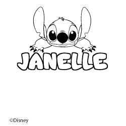 Coloriage pr&eacute;nom JANELLE - d&eacute;cor Stitch