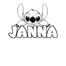 Coloriage prénom JANNA - décor Stitch