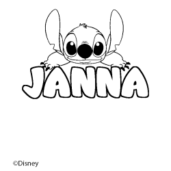 Coloriage pr&eacute;nom JANNA - d&eacute;cor Stitch