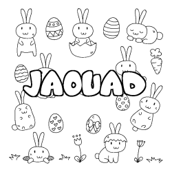 Coloriage pr&eacute;nom JAOUAD - d&eacute;cor Paques