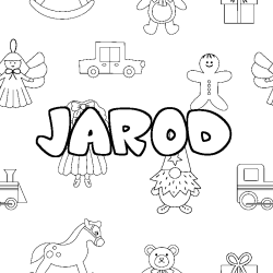 Coloriage prénom JAROD - décor Jouets