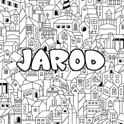 Coloriage prénom JAROD - décor Ville