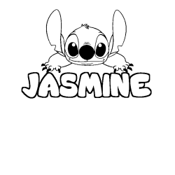 Coloriage prénom JASMINE - décor Stitch