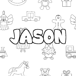 Coloriage prénom JASON - décor Jouets