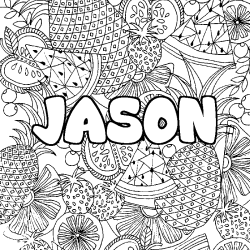 Coloriage prénom JASON - décor Mandala fruits