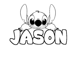 Coloriage prénom JASON - décor Stitch