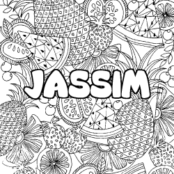 Coloriage prénom JASSIM - décor Mandala fruits