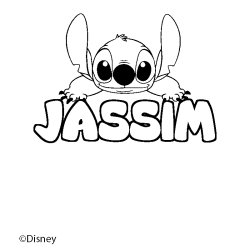 Coloriage pr&eacute;nom JASSIM - d&eacute;cor Stitch